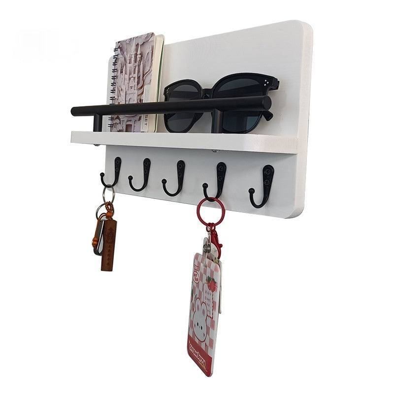 Wall-Mounted Wooden Mail Organizer Rack with 2 Shelves - Entryway Storage