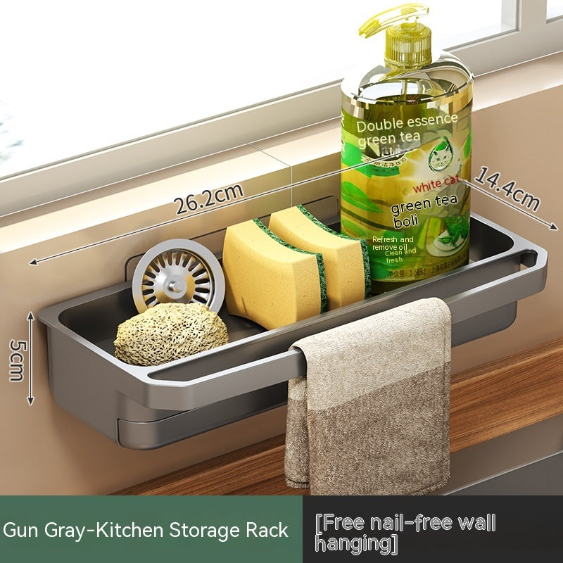 Kitchen Sink Storage Shelf with Detachable Rag Rack - Multi-Purpose Organizer