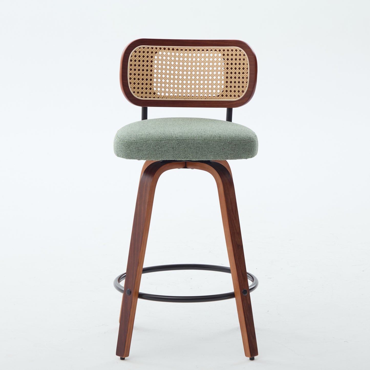 Set Of 3, 26-Inch Counter Height Bar Stools - Walnut Black, Cane