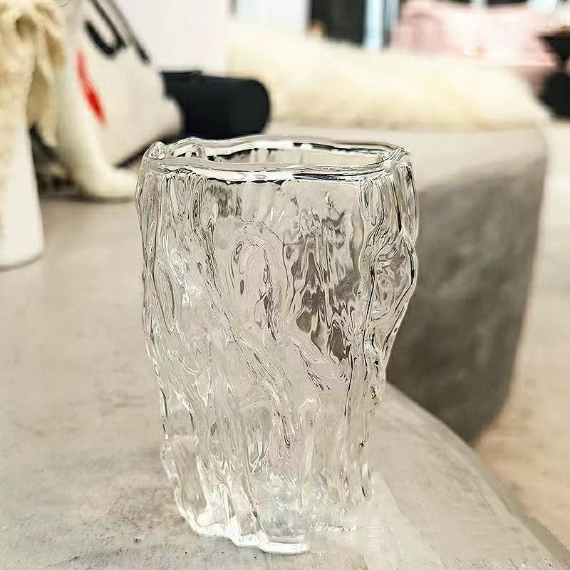 300ml Japanese Style Stump Cup Hammer Pattern Glass Drinkware