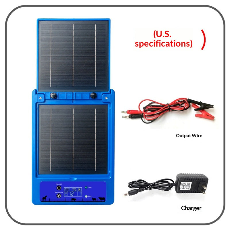 Solar Electronic Fence All-in-One Machine with Adjustable Voltage - Blue