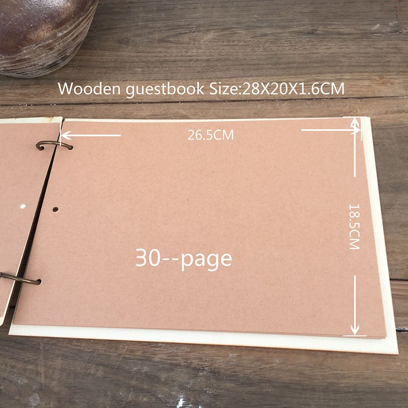 Vintage Copper Ring-Bound Wedding Guest Book with Photo Frame - Rustic & Elegant Keepsake