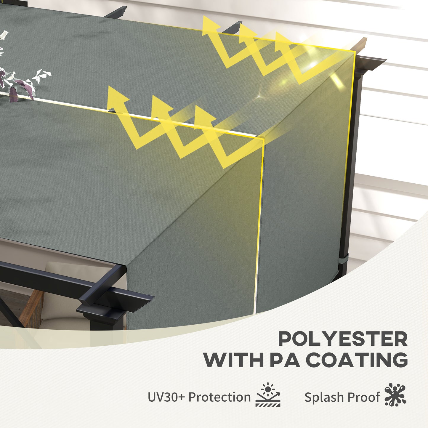 Pergola Replacement Canopy - UV Protection Shade Cover 10x10ft - Dark Gray