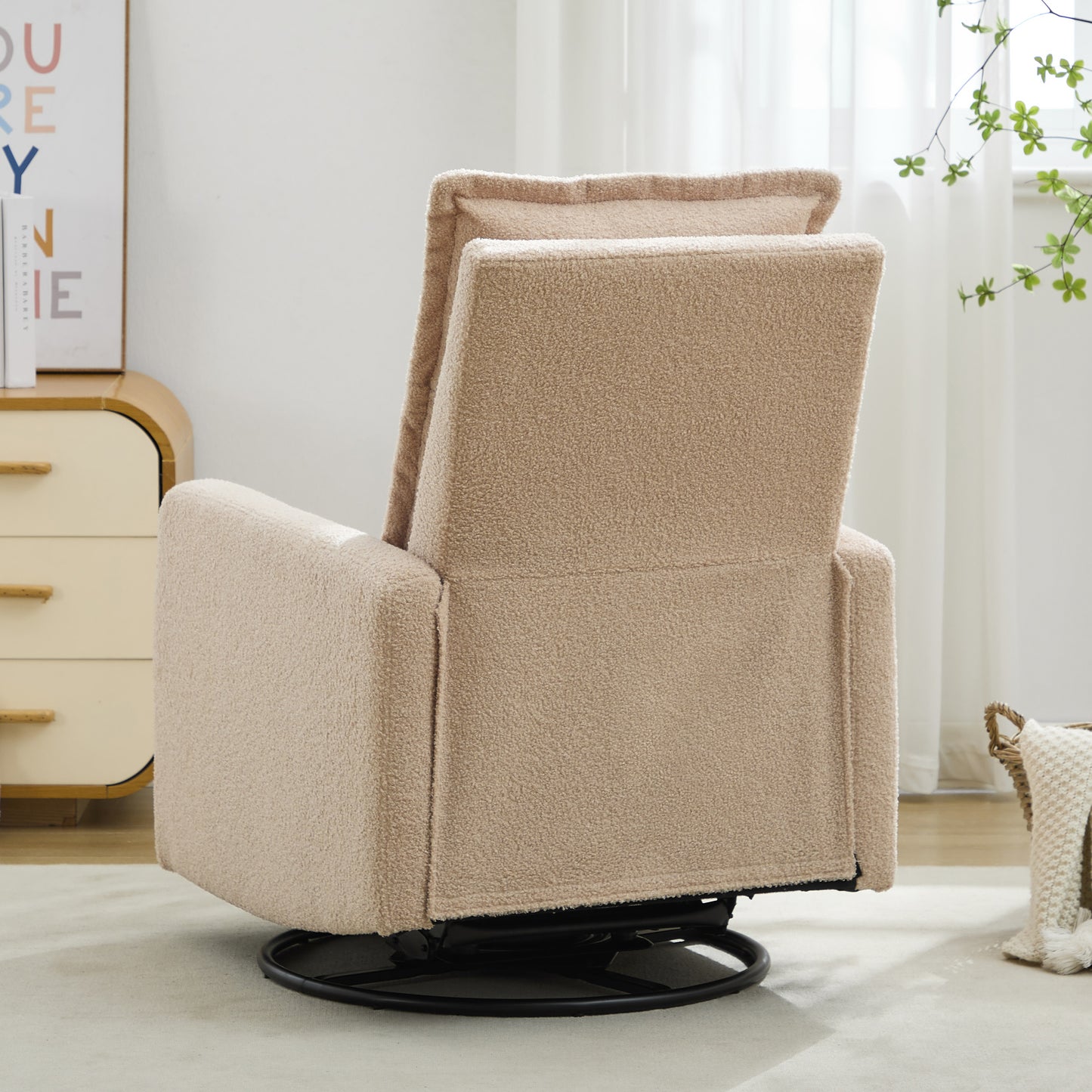 Swivel Rocker Recliner Chair - Teddy Fleece Oatmeal