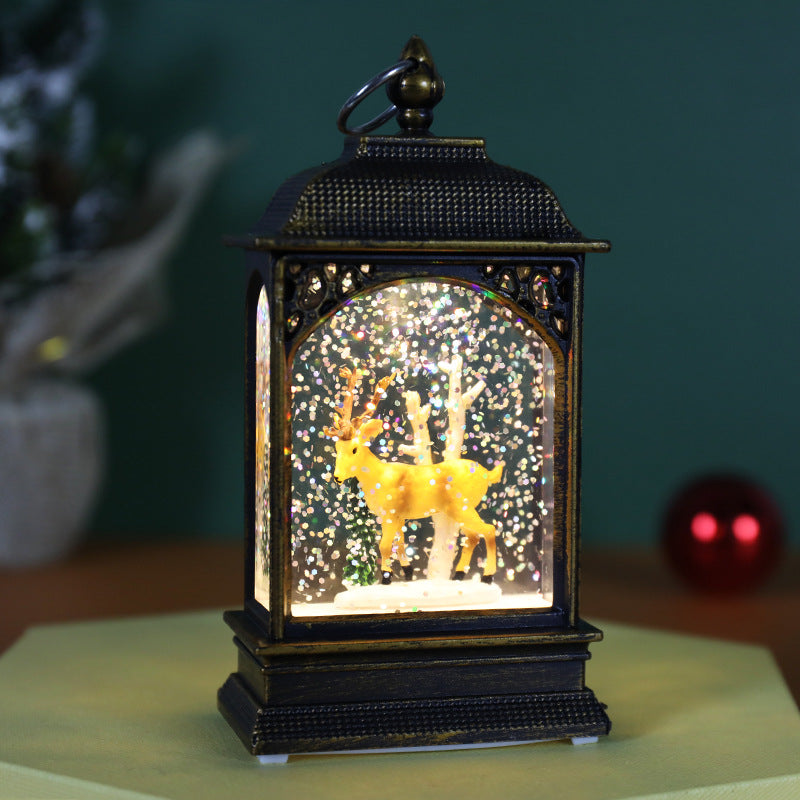 Christmas Luminous Water Injection Flat Storm Lantern Decor Set with Variants