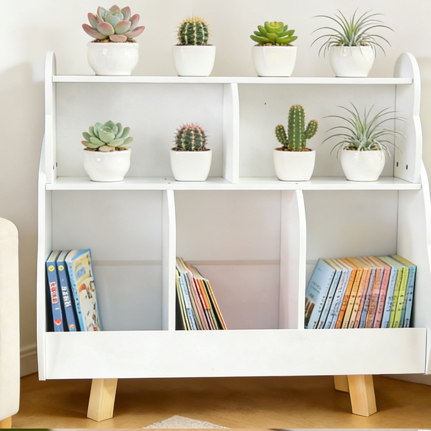 3 Tier Kids Bookshelf Toy Storage Organizer Toddler Bookcase With 5