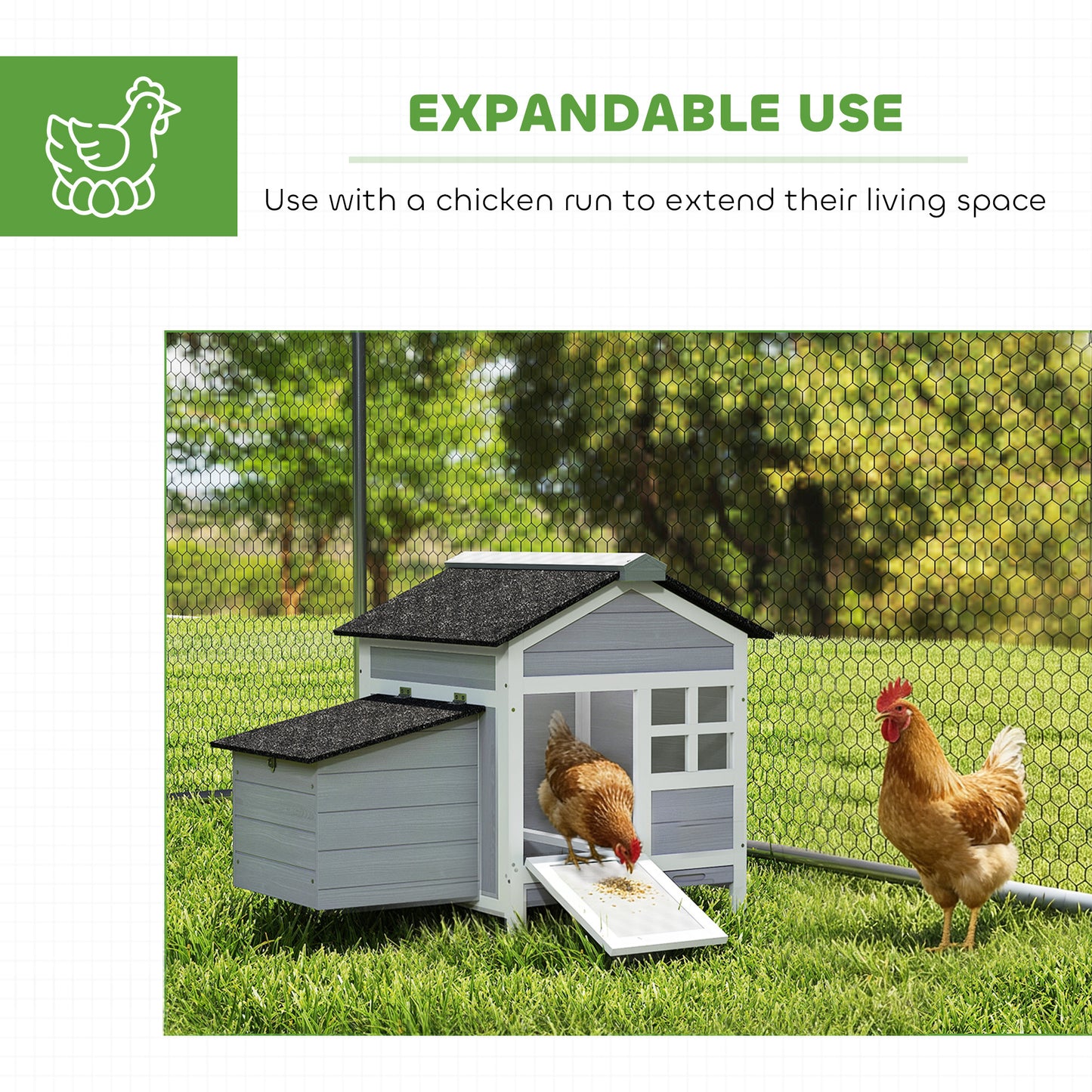 Outdoor Wooden Chicken Coop with Nesting Box and Pull-Out Tray - Weather-Resistant, 36x25x27 Inches