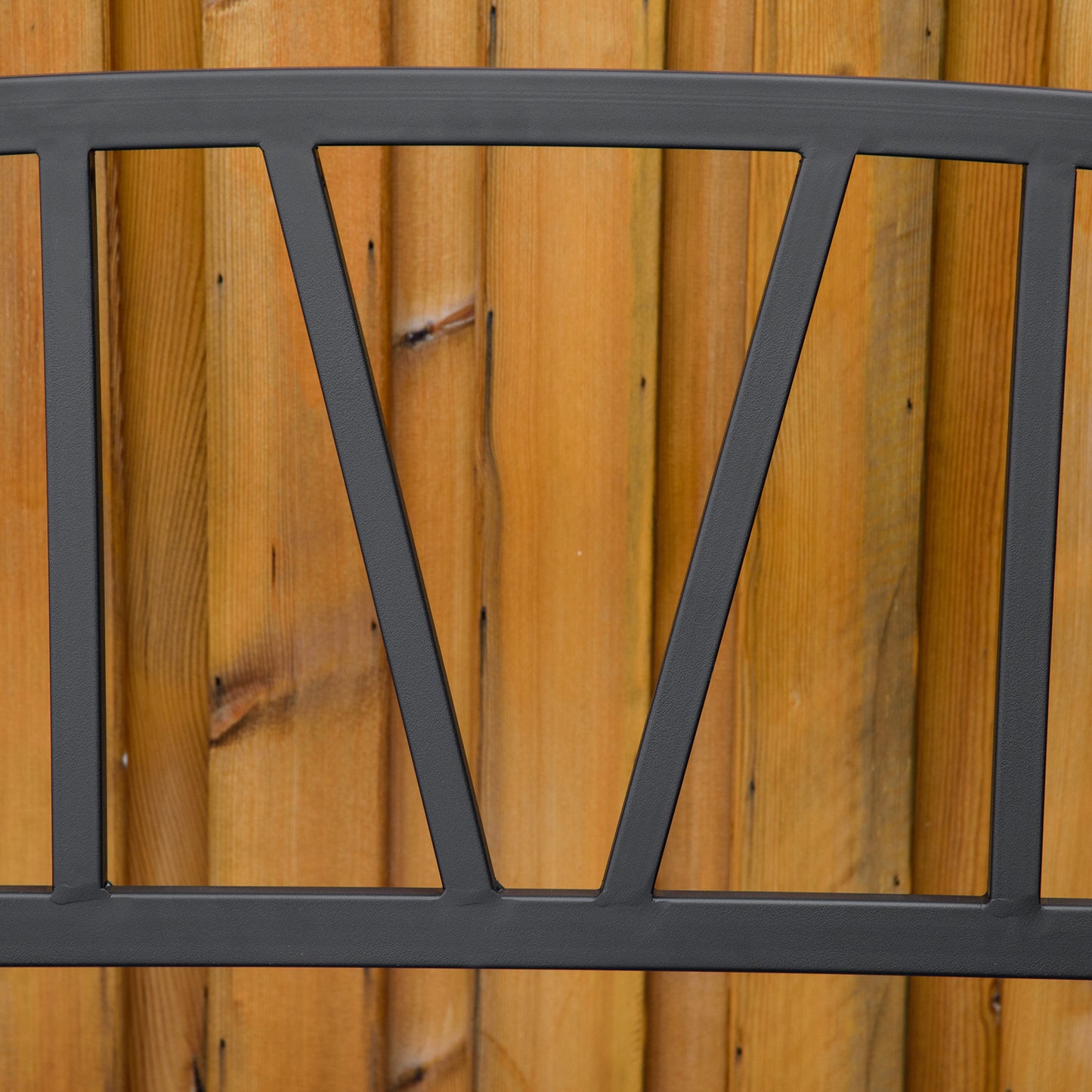 50" Outdoor Metal Bench with V-Shaped Backrest - Black