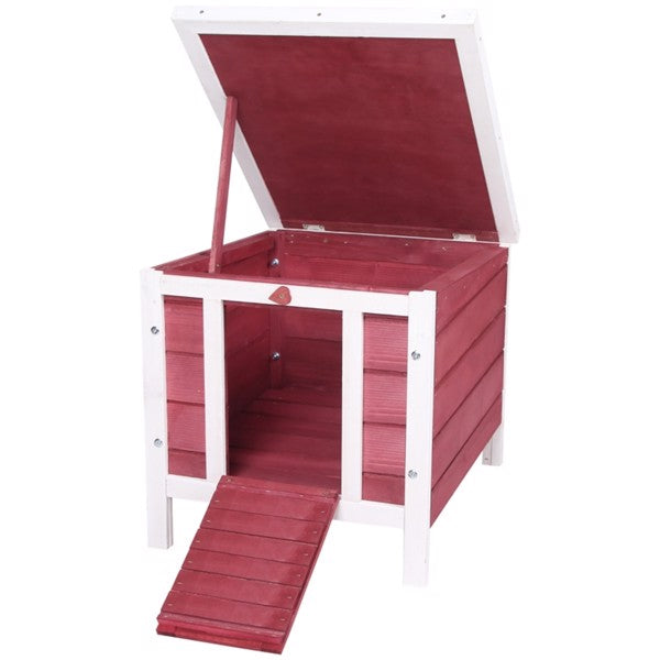 Outdoor Pet House for Small Dogs Rabbits Ducks Waterproof Fir Wood Red