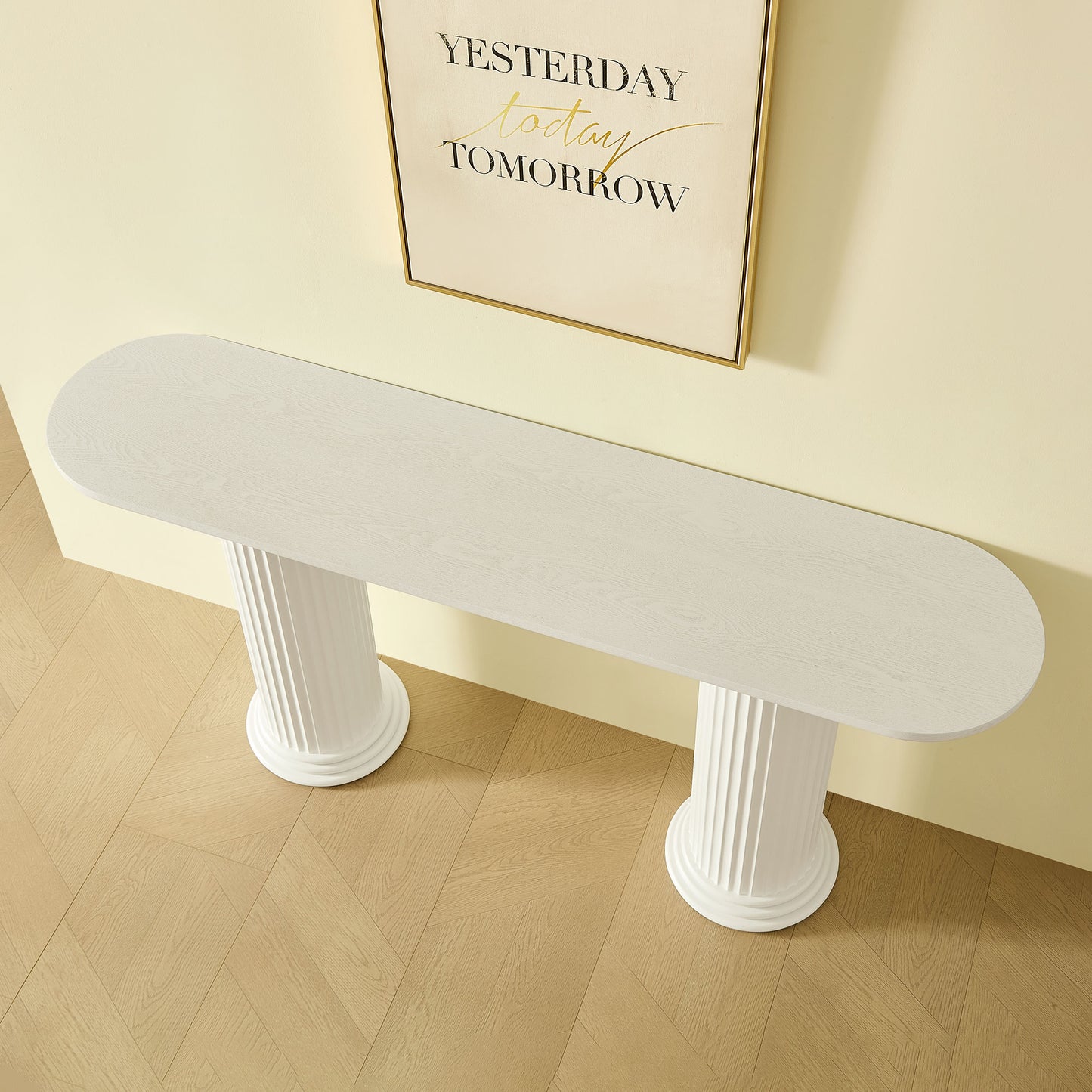 Modern White Console Table with Roman-Style Legs - 62.99 Inch