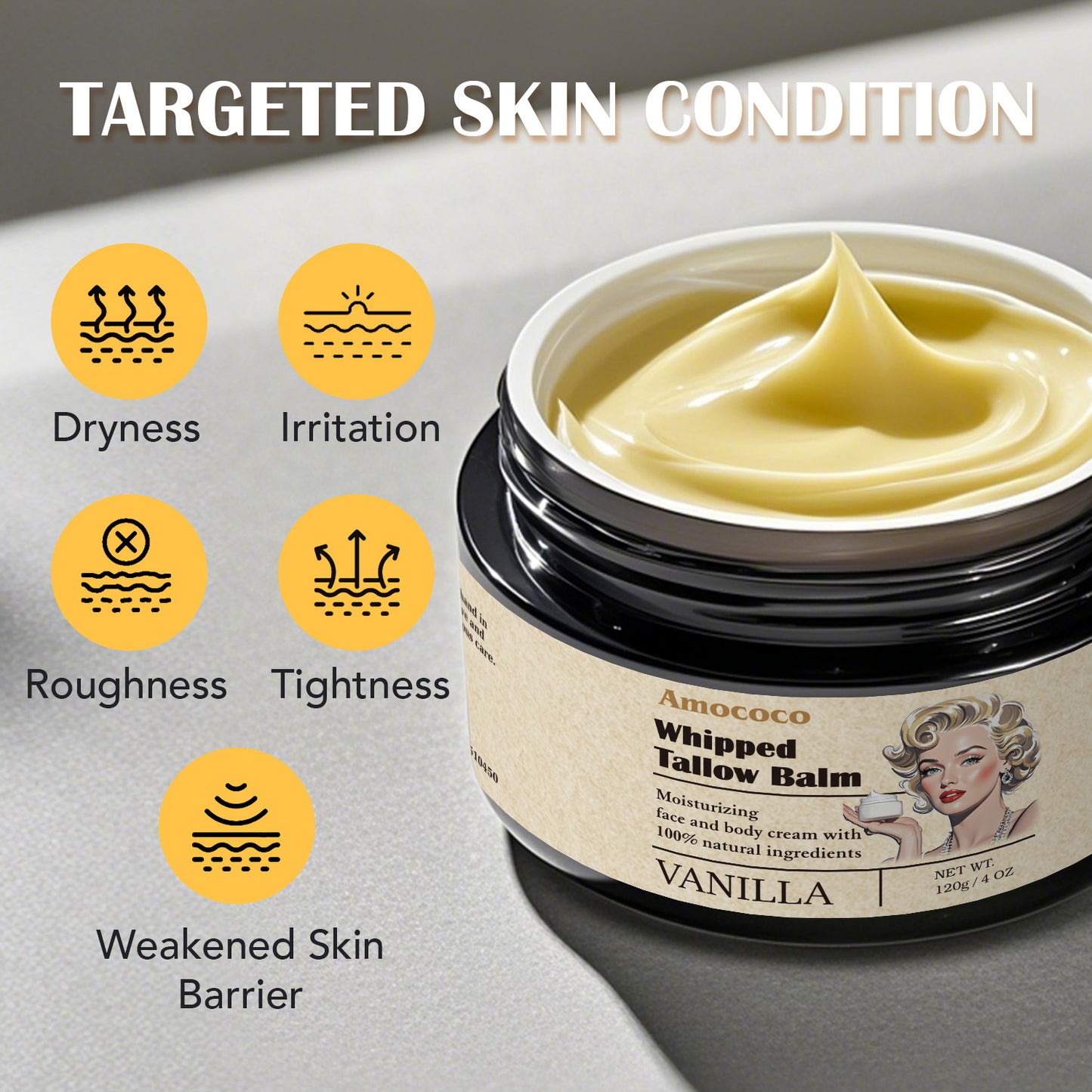 Whipped Tallow Balm - Natural Deep Hydration for Face, Body & Lips (360g)