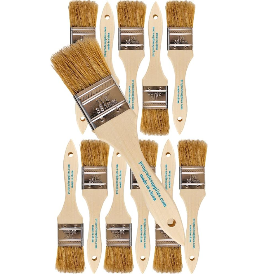Disposable 1.5-Inch Paint Brushes Set - Natural Bristle for Stain & Varnish