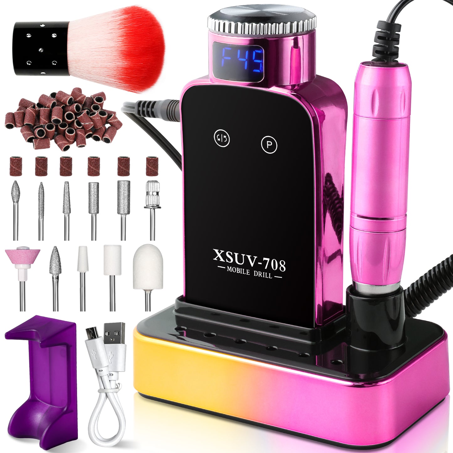 Professional Cordless Electric Nail Drill - 45000 RPM E-File Machine