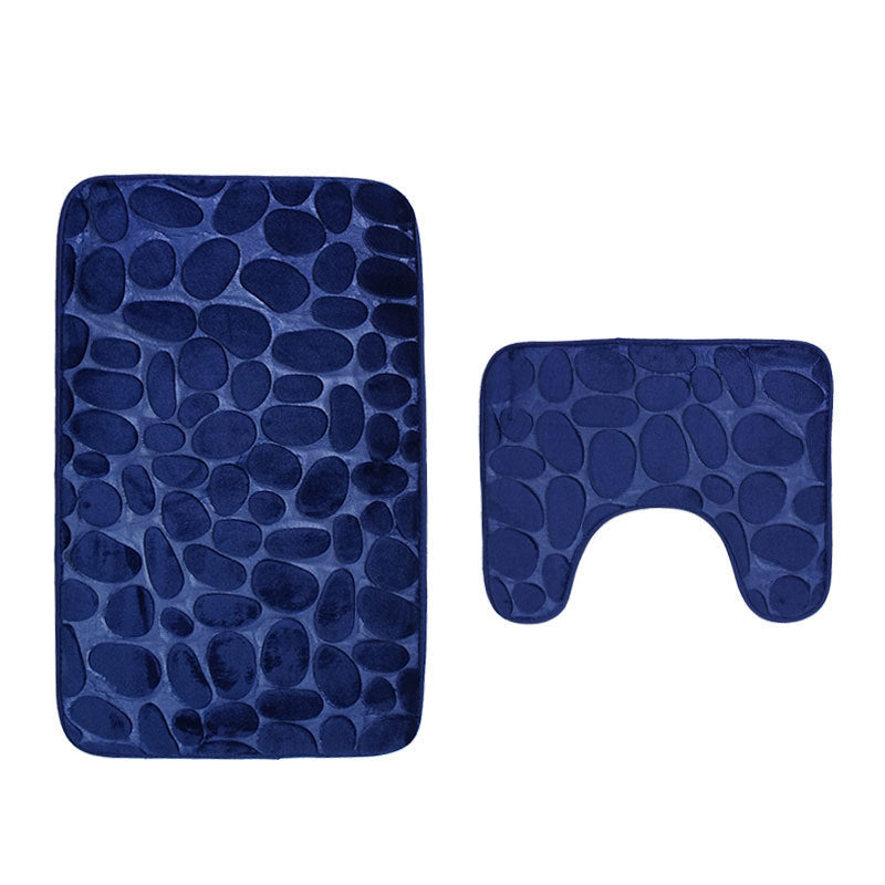Non-Slip Bathroom Mat Set Pebble Stone Toilet Floor Carpet European American Style