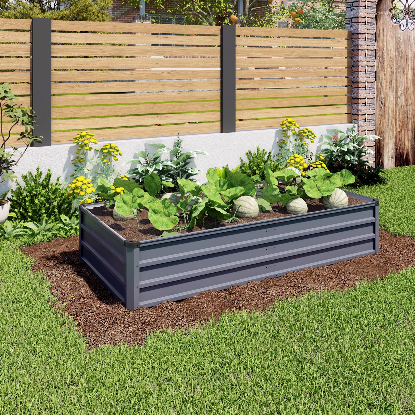 6x3x1ft 2pcs Large Garden Bed Kit, Grey Galvanized Metal Outdoor