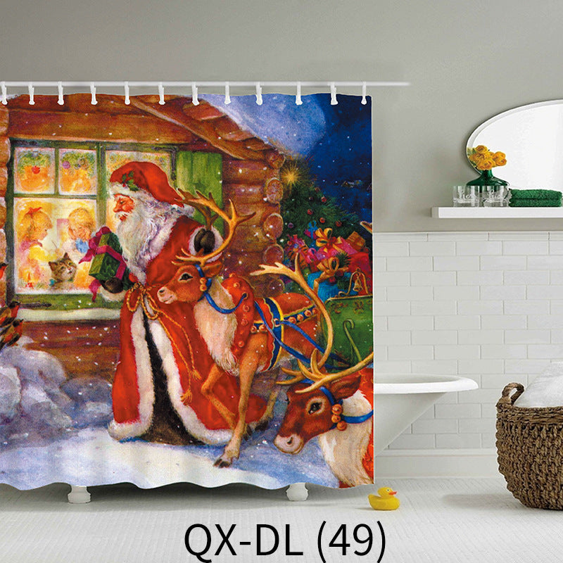Creative Digital Printing Shower Curtain Waterproof Polyester Bathroom Decor
