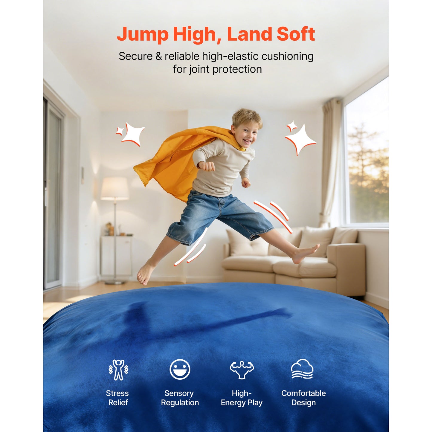 Kids Sensory Crash Pad 5x5 Ft Foam Play Mat with Washable Cover - Soft Landing Zone