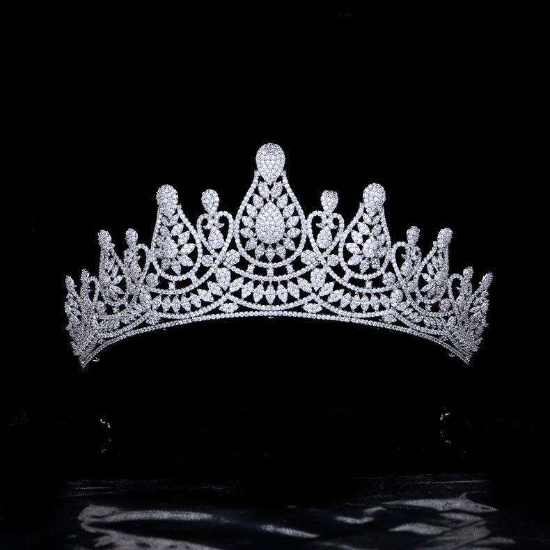 Zircon Wedding Tiara - White Gold Crown Headpiece