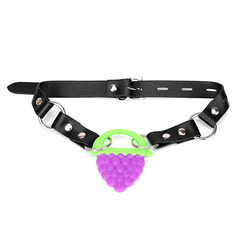 Fruit-Shaped Mouth Ball Gag Set for Adult Wellness Games - Grape, Watermelon, Strawberry, Nipple, Ice Cream Variants