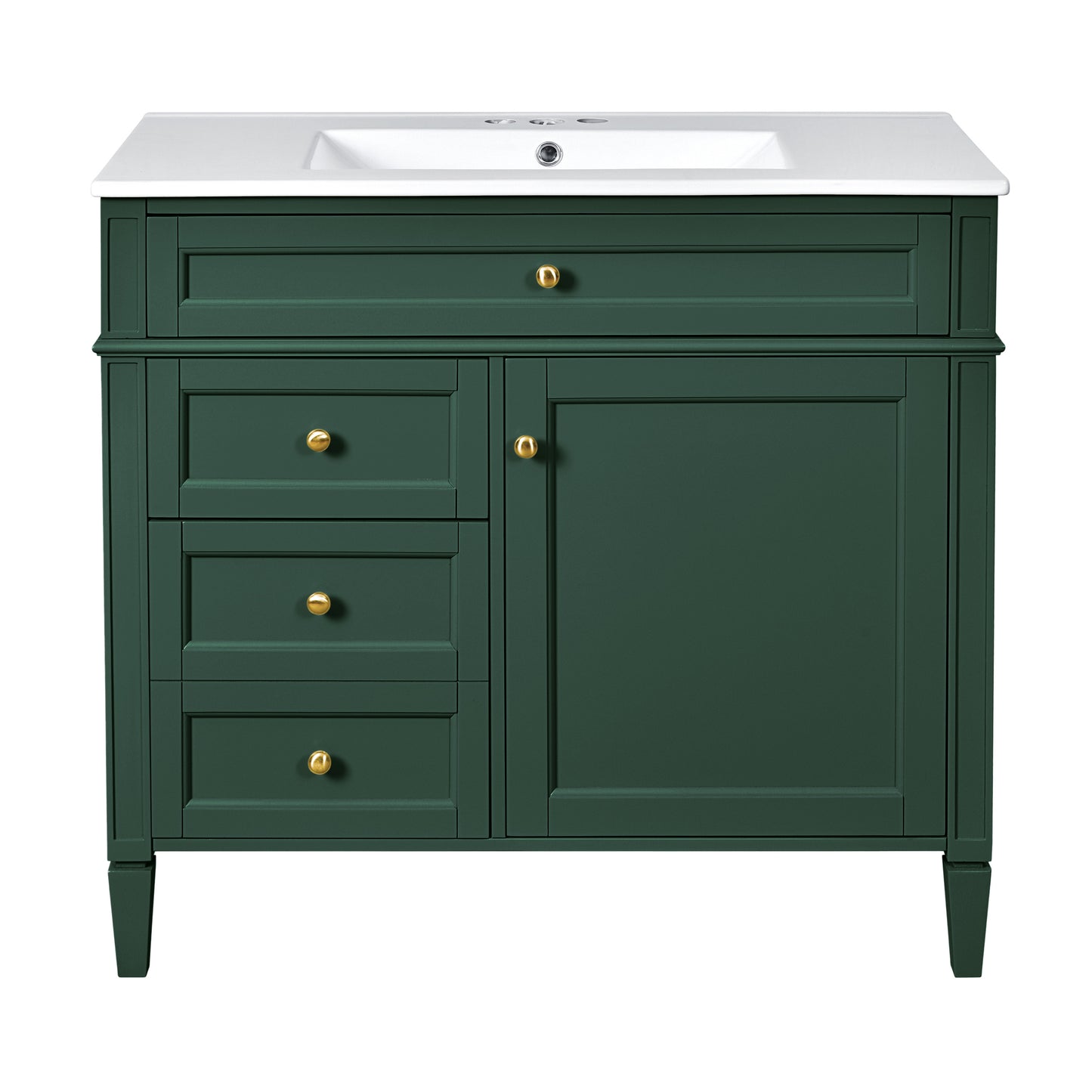 36'' Modern Bathroom Vanity with Sink & 3 Drawers - Garnet/Green