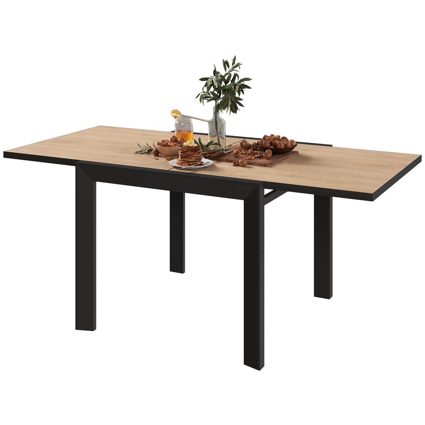 Expandable Outdoor Dining Table for 4-6 People - Natural Wood