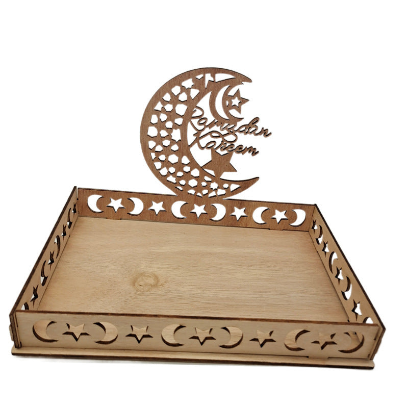 Wooden Moon Ornaments Holiday Decor Dessert Tray for Dining Table
