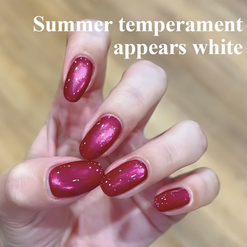 Cat Eye Gel Polish - 10ml Cherry Red Shimmer Magnetic Soak Off Nail Gel
