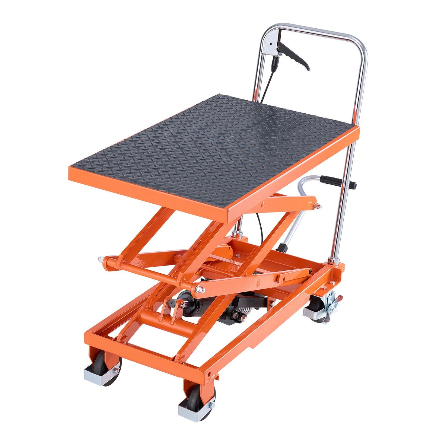 Hydraulic Lift Table 47.2 Inch Heavy-Duty Scissor Lift Cart 500 lbs Orange