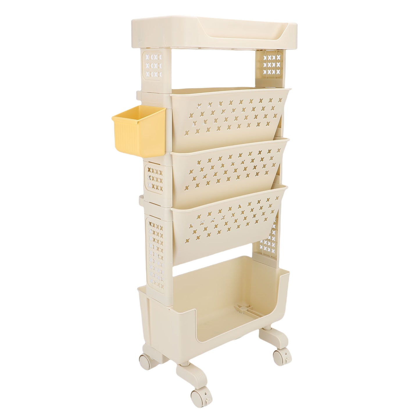 Rolling Book Cart 5 Tier PP Multi Functional Movable Storage Rack