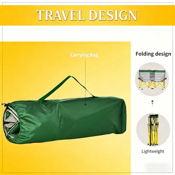Double Folding Camping Chair with Carry Bag and Cup Holder