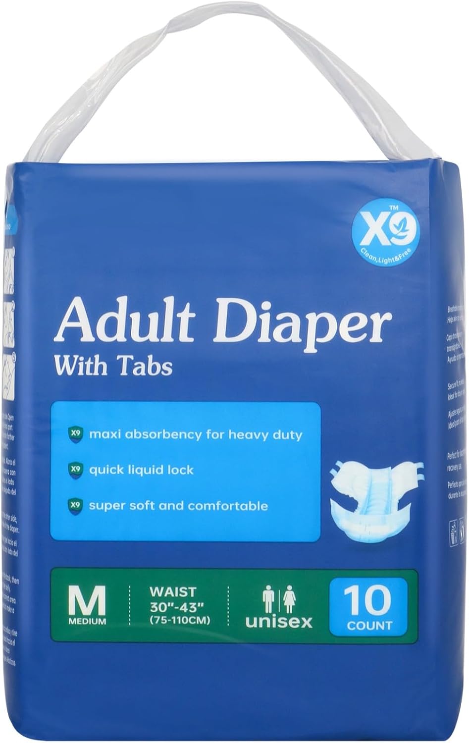Disposable Adult Briefs with Adjustable Tabs - Multiple Sizes
