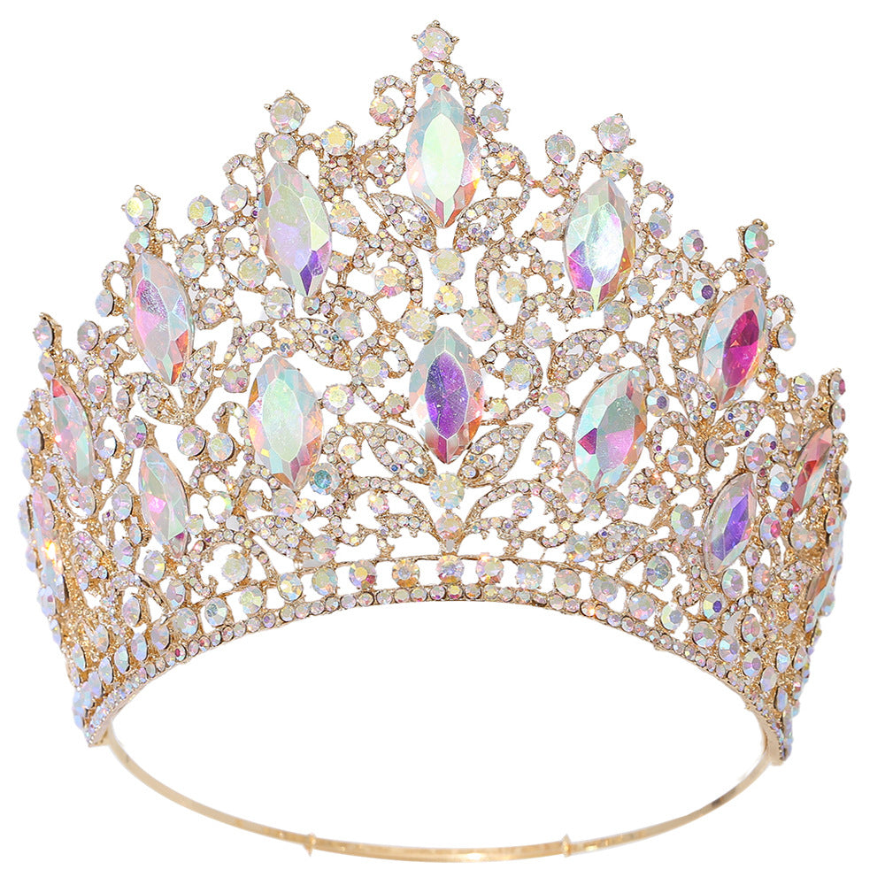 Elegant Bridal Crown Headpiece with Diamond-Accented Alloy Design - Multiple Colors