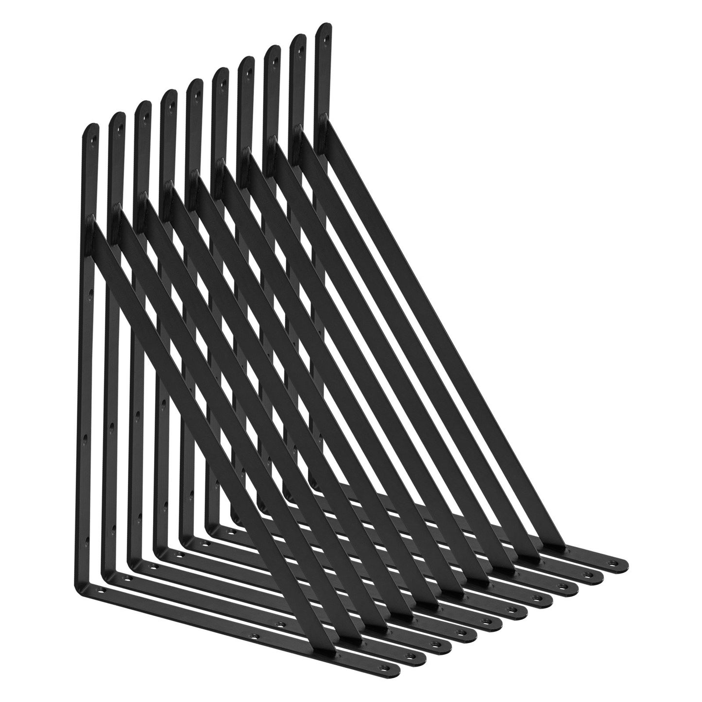 Heavy Duty Floating Shelf Brackets - 12x8 In, 10 Pcs, Black