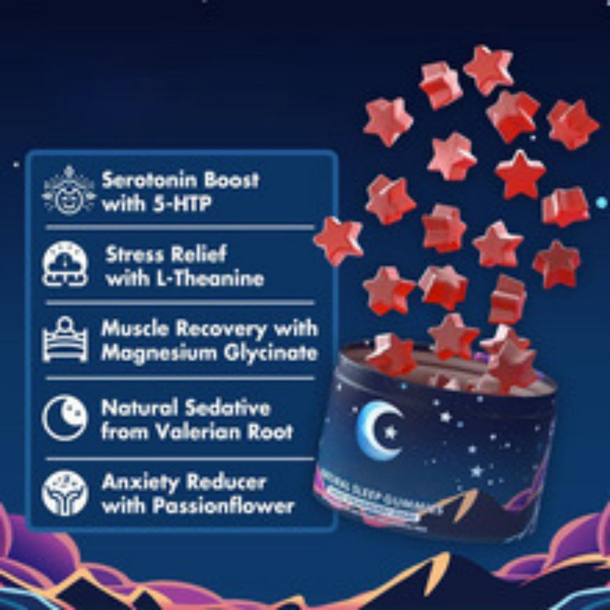 Natural Sleep Gummies – Melatonin-Free, Strawberry Flavor, 60 Count