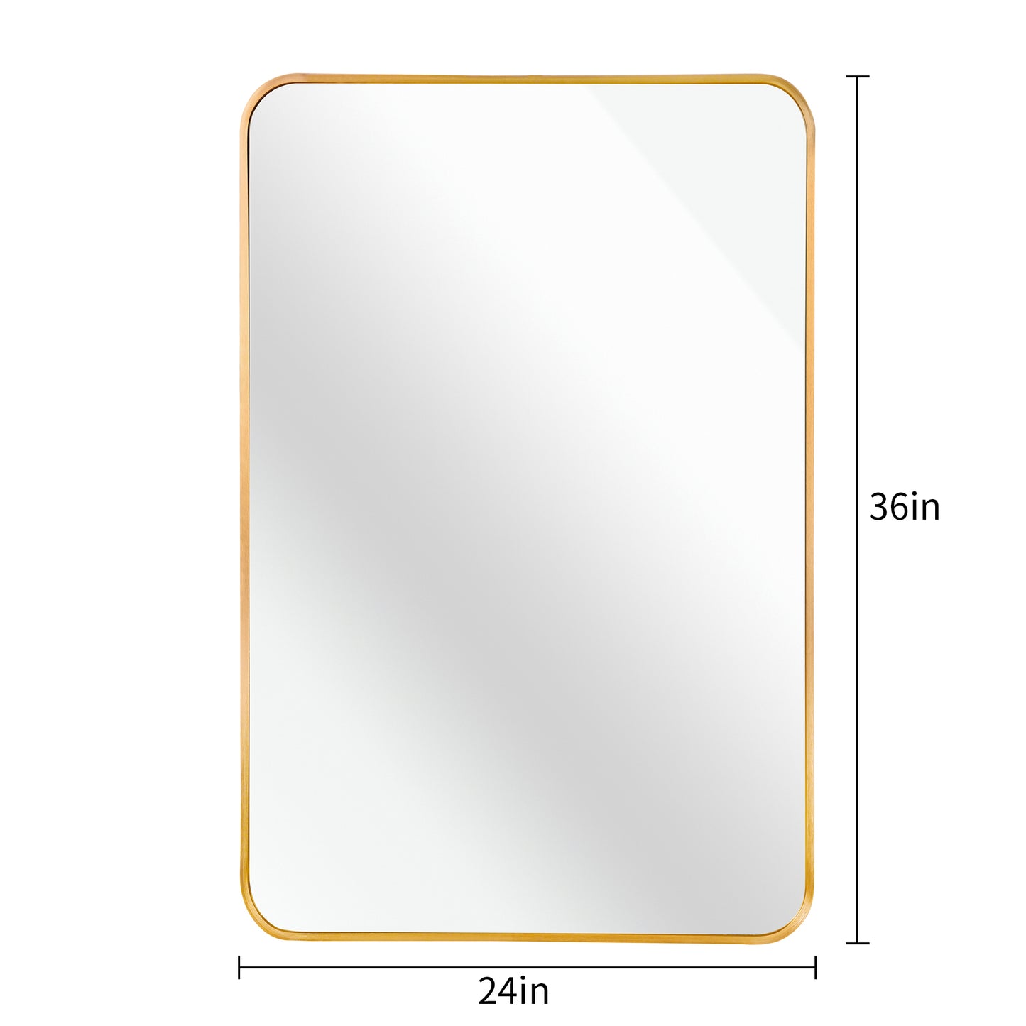 24x36 Inch Gold Metal Framed Rectangular Wall Mirror