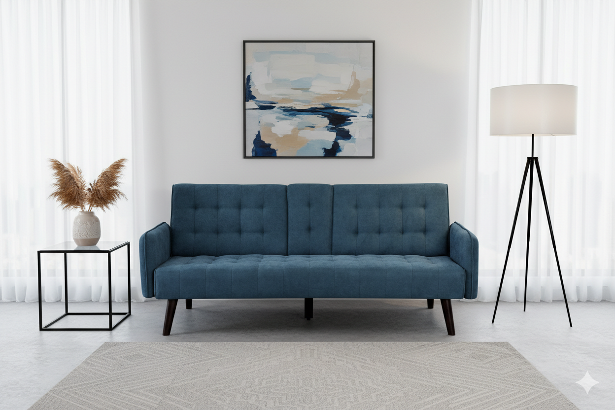 72 Sleeper Sofa Bed - Convertible Folding Backrest To Full With Cup
