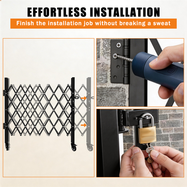 Foldable Security Gate with Swivel Casters - Portable Safety Barrier for Garage, Warehouse, Driveway & Pool Areas - 42x51.57 inches