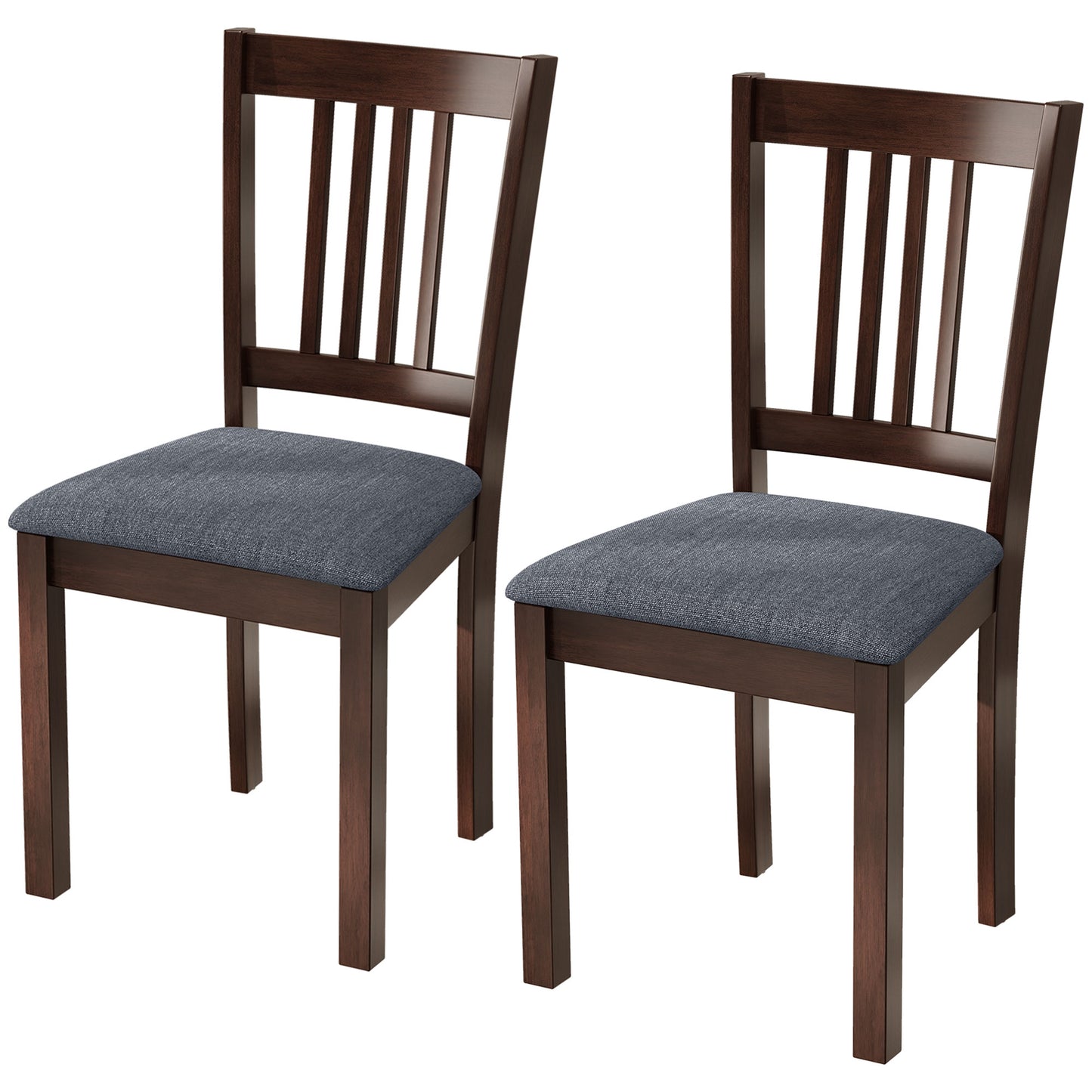 Dining Chairs Set of 2 Linen Upholstered Kitchen with Rubberwood Legs