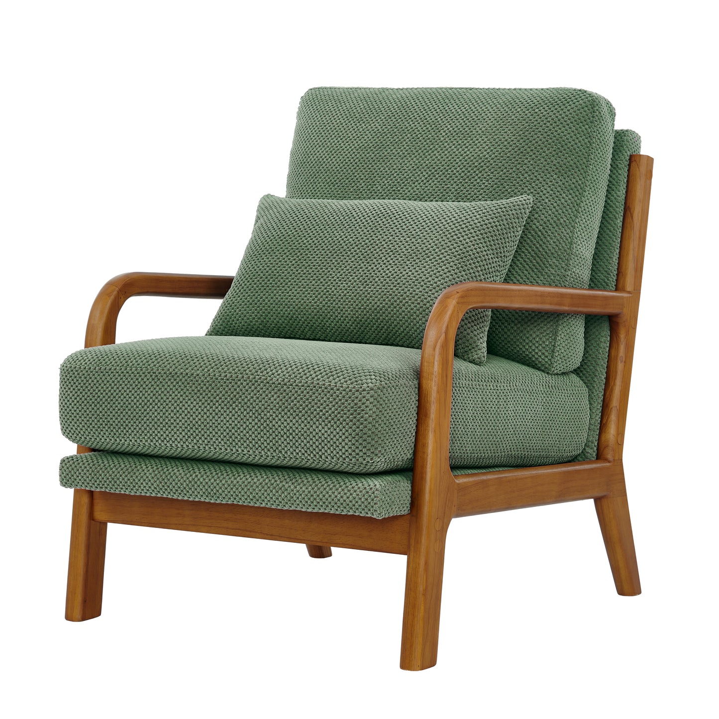 Mid-Century Modern Wooden Lounge Chair - Dark Green