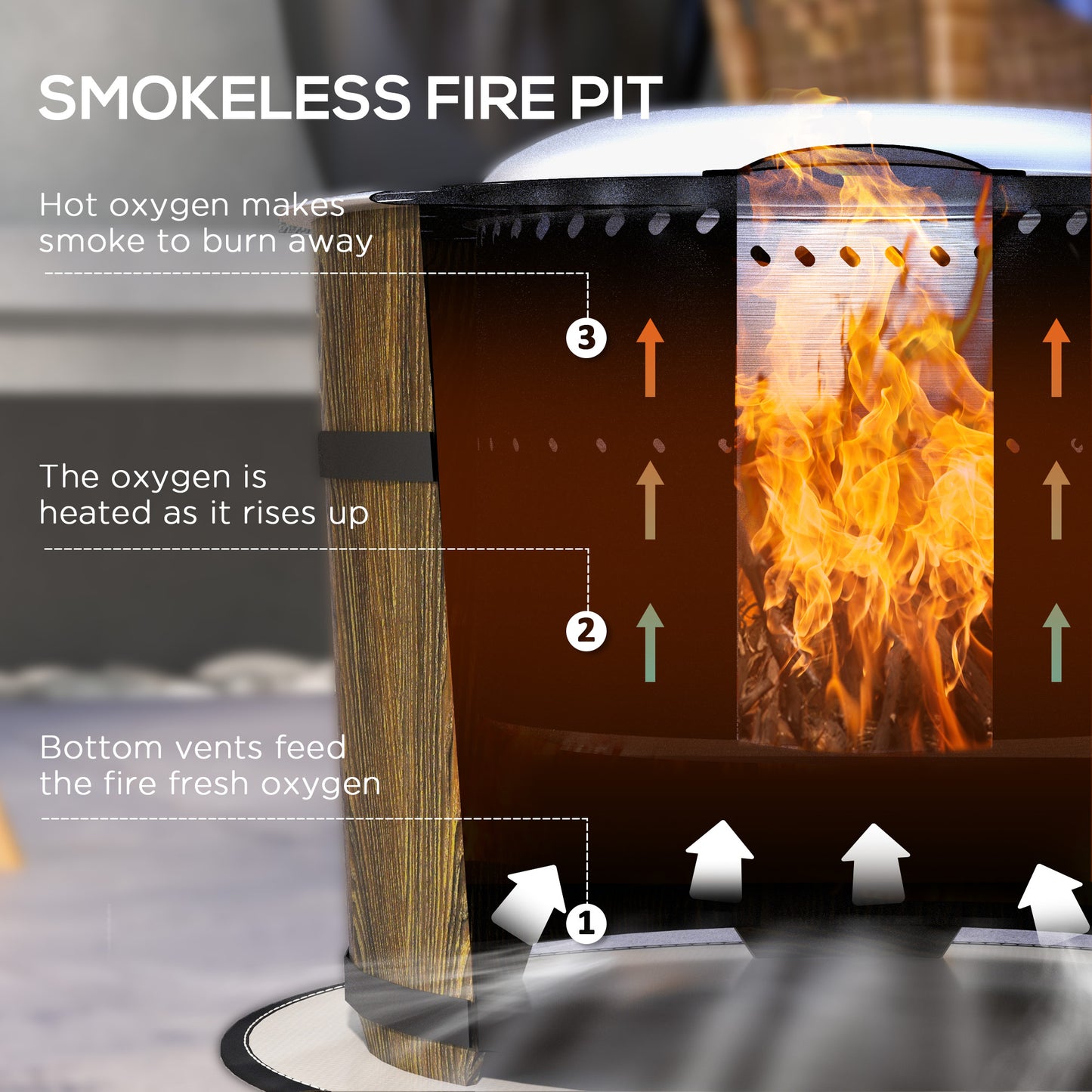 Portable Smokeless Fire Pit for Camping & Backyard - Brown