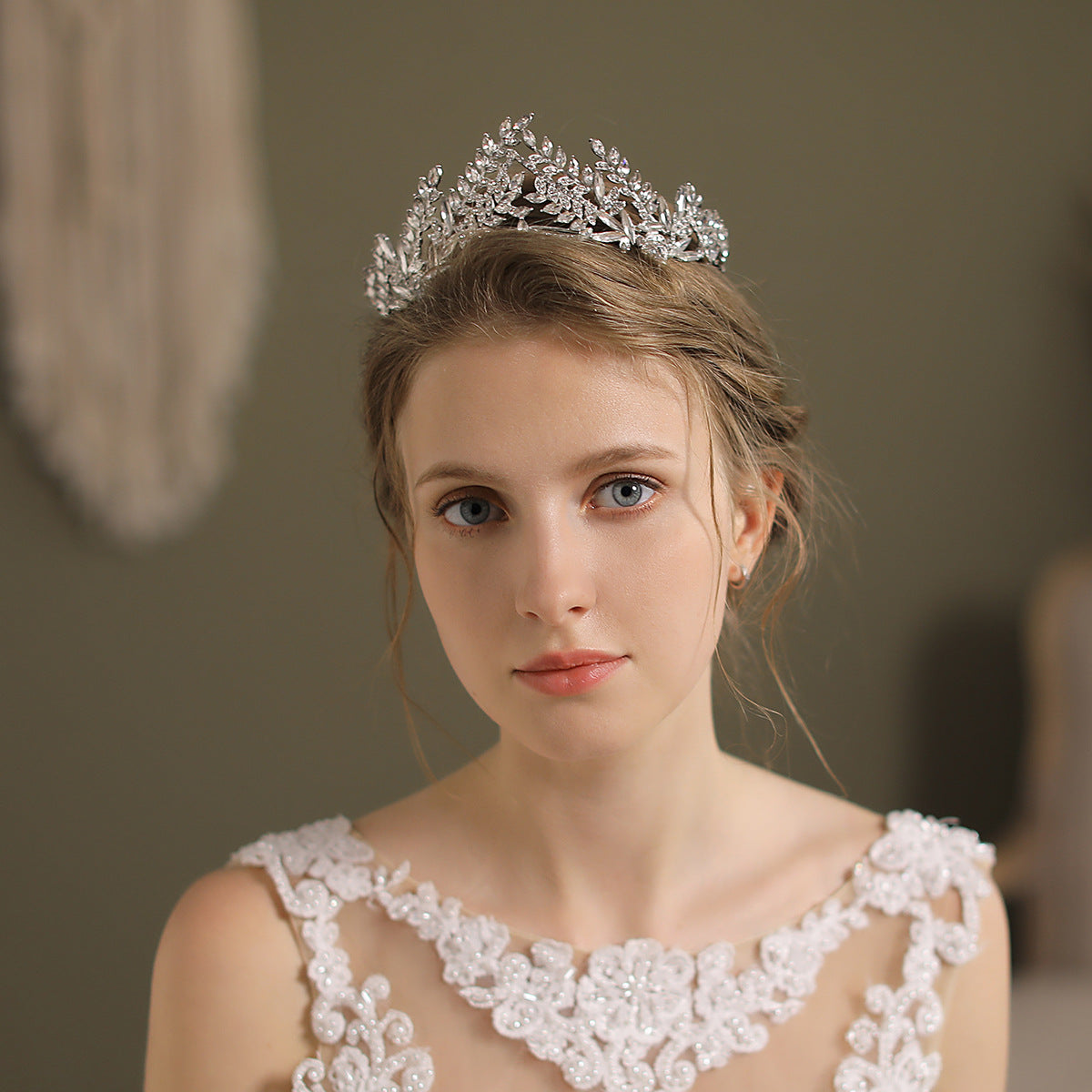 Silver Alloy Rhinestone Bridal Crown