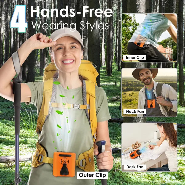 5-in-1 Portable Waist Clip Fan with Flashlight - Hands-Free Cooling