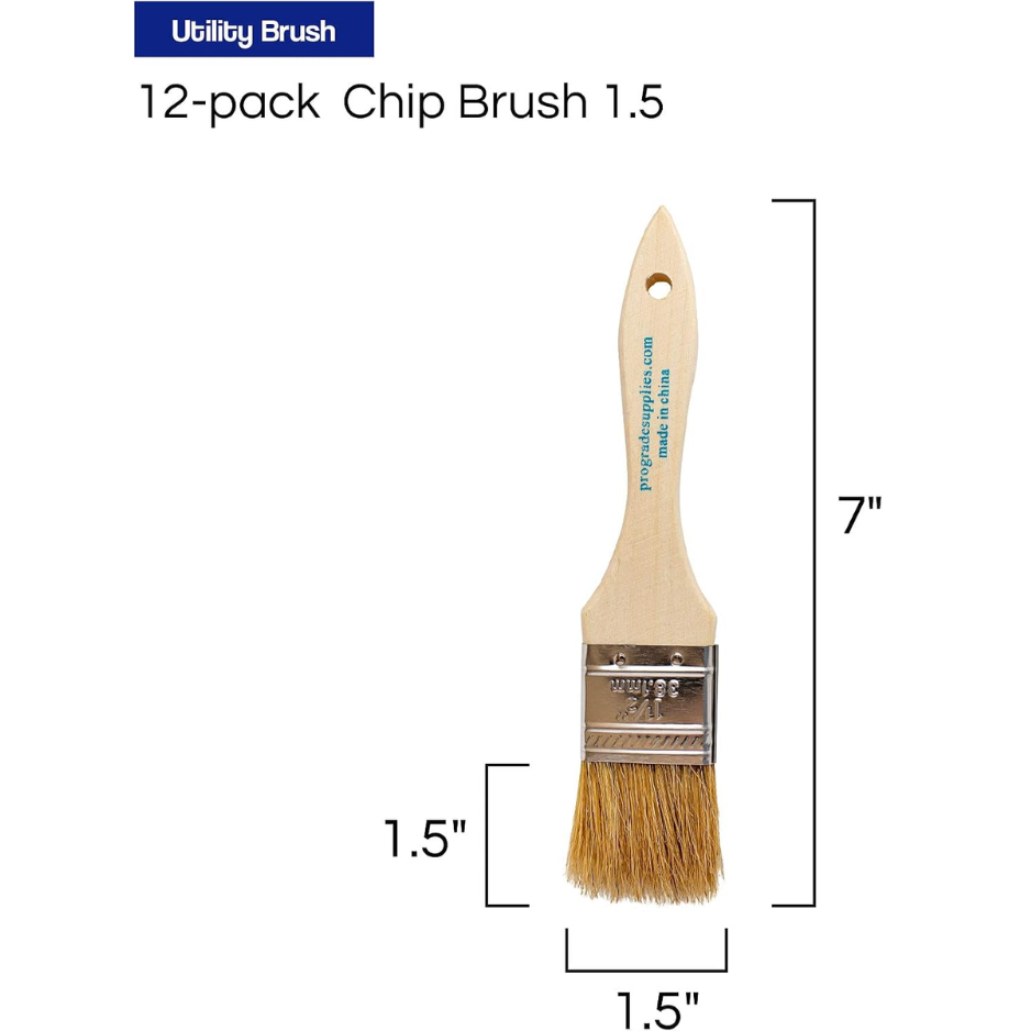 Disposable 1.5-Inch Paint Brushes Set - Natural Bristle for Stain & Varnish