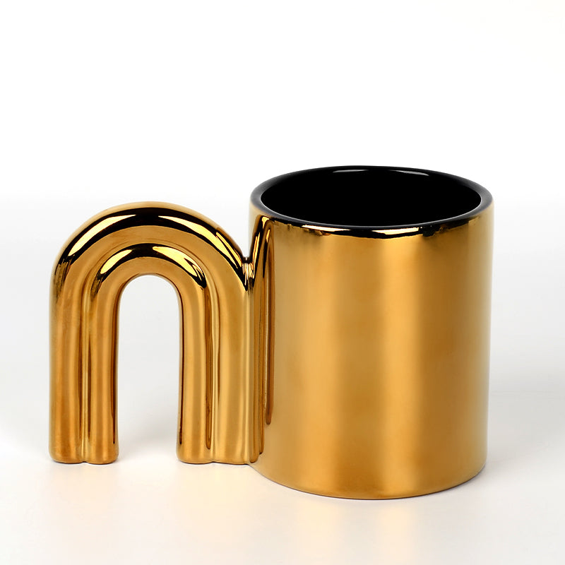 Ceramic Mug with Silver Plating and Nordic Style Handle - 210ML Drinkware