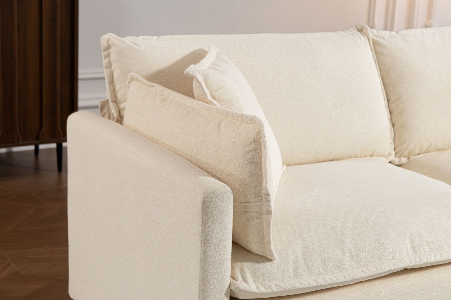 Modern 2-Seat Sectional Sofa with Chaise Lounge - Antique White