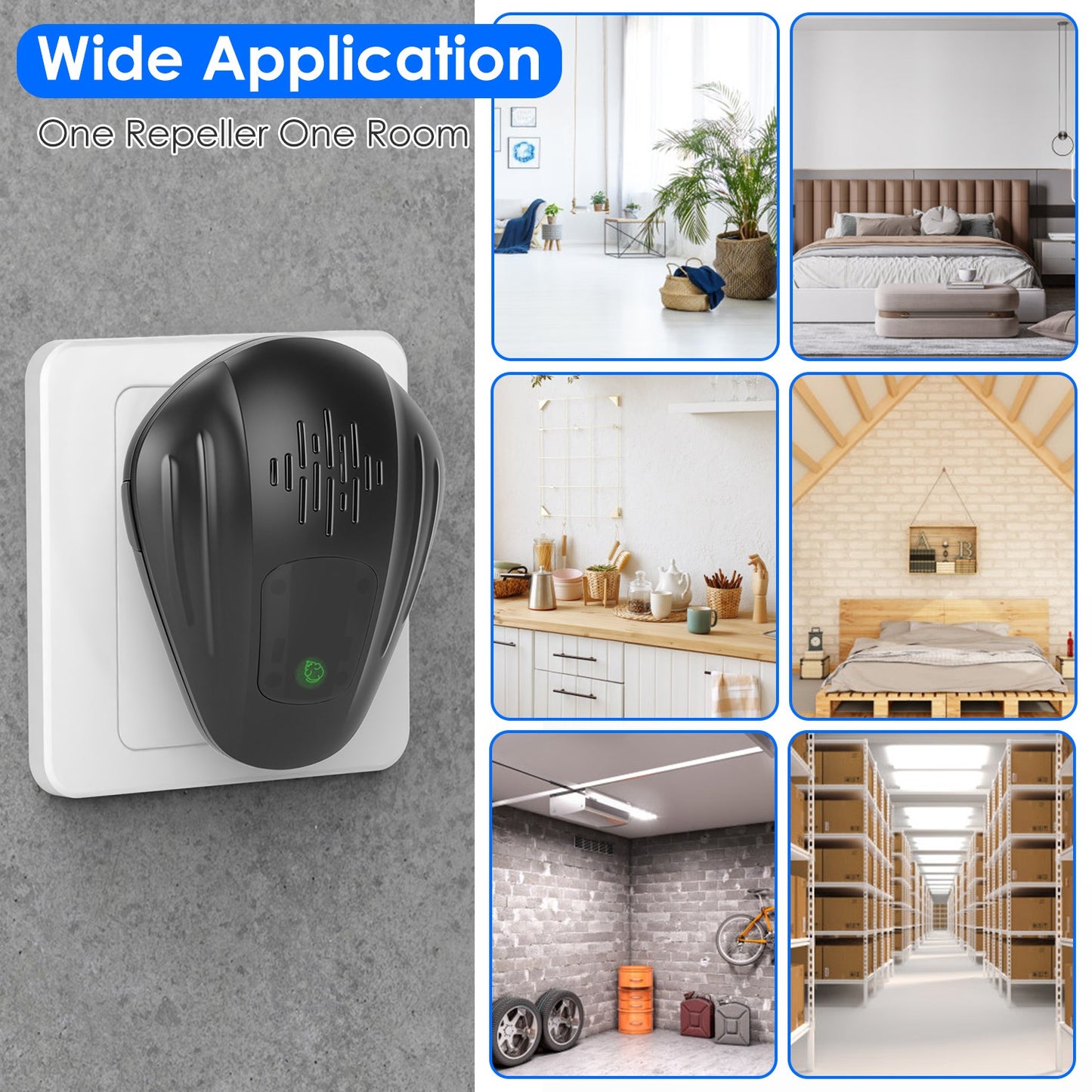 2 Pack Ultrasonic Pest Control Device for Indoor Insect Repellent