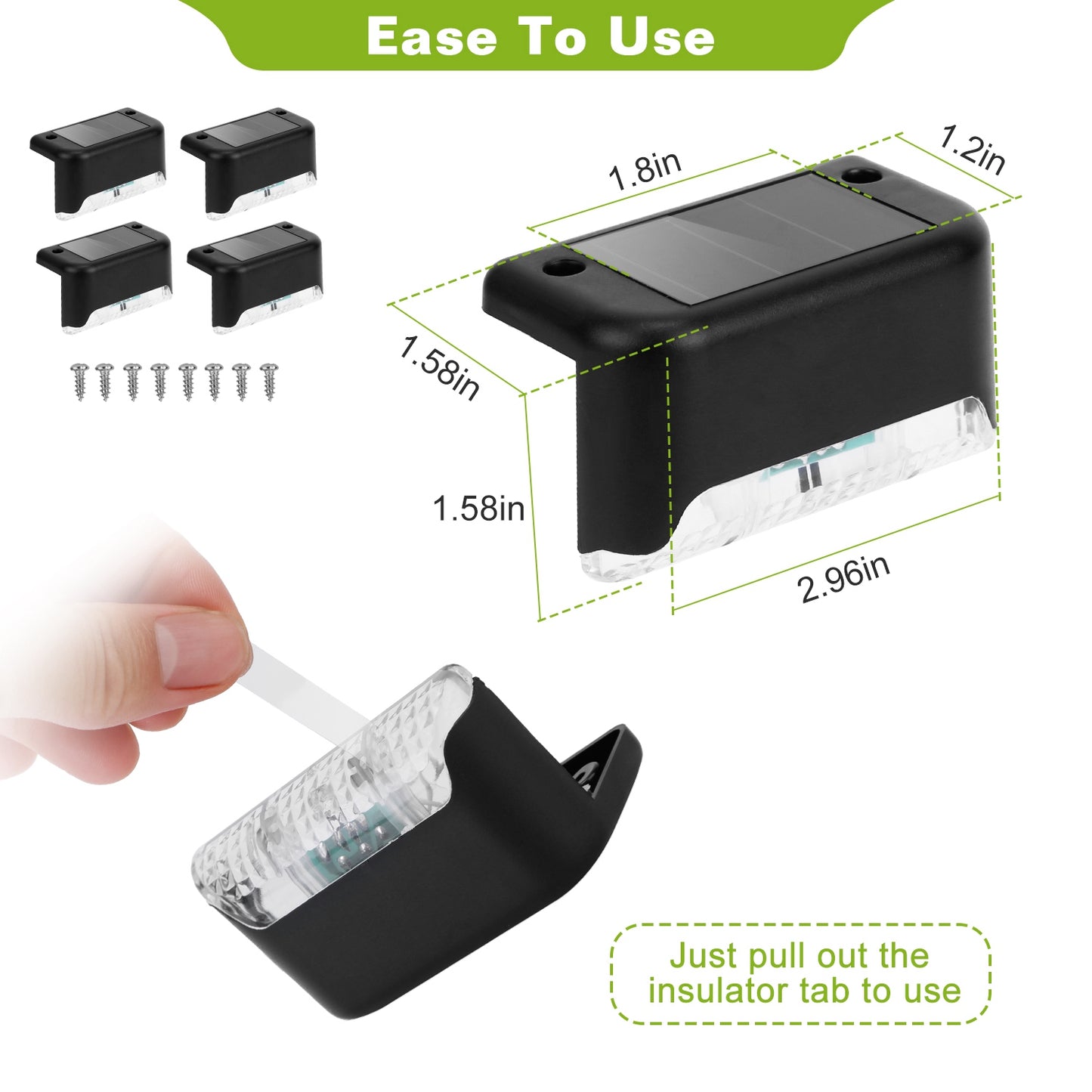 4 Pack Solar LED Step Lights Outdoor Water-Resistant Fence & Path Lights