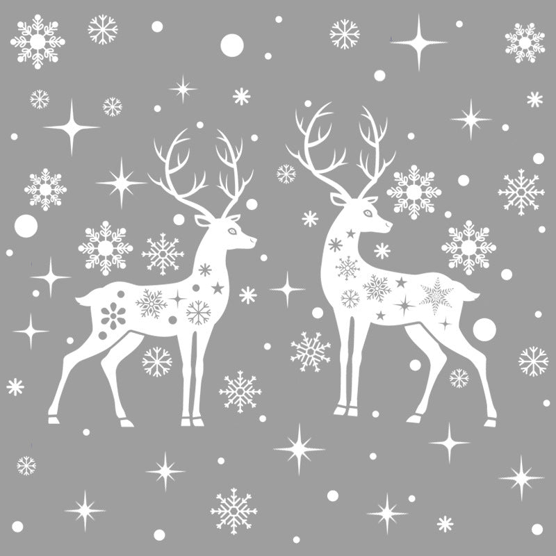 Christmas Elk Window Stickers - Snowflake Holiday Decor for Windows