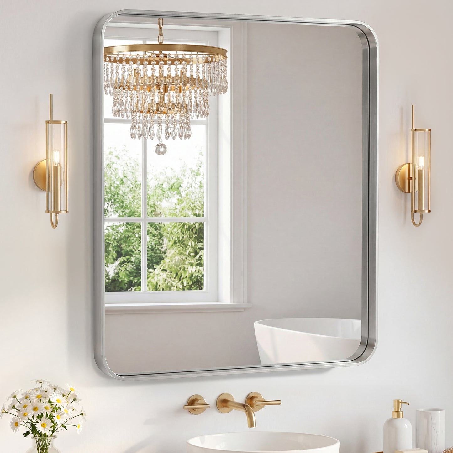 Rectangular Metal Frame Wall Mirror - Modern Decorative Home Decor