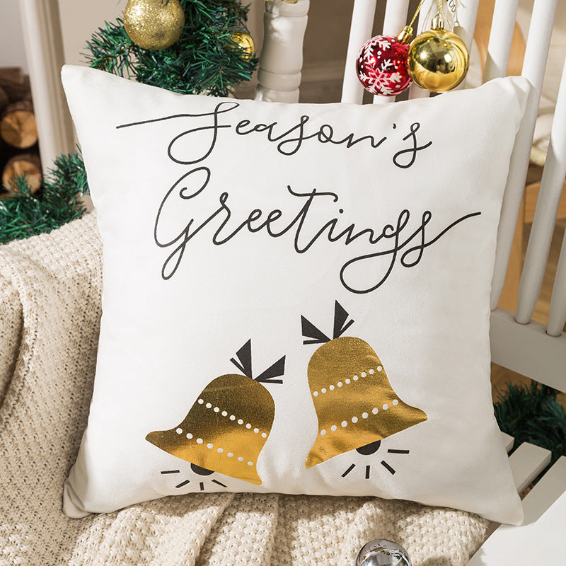 Christmas Pillow Cover Nordic Gilding Letters 45x45cm Holiday Decor